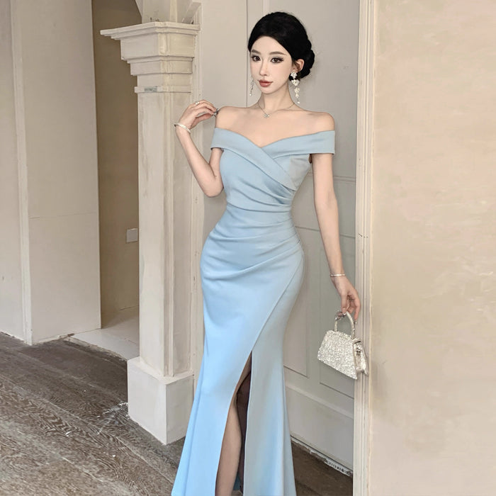 Women's High-grade Temperament Fold Split Dress Dress