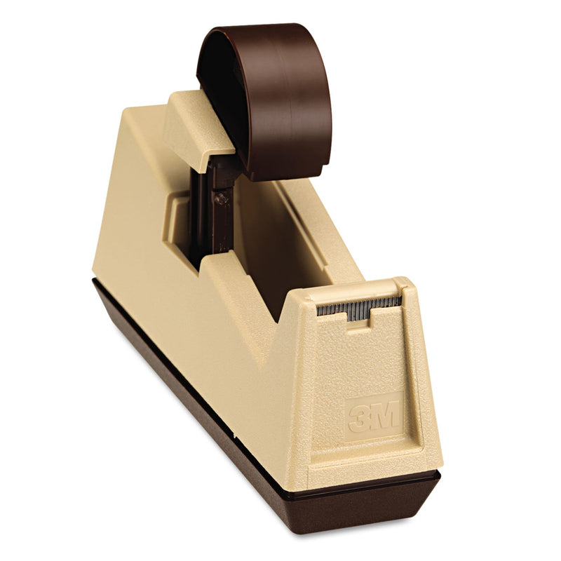 Scotch Heavy-Duty Weighted Desktop Tape Dispenser, 3" Core, Plastic, Putty/Brown