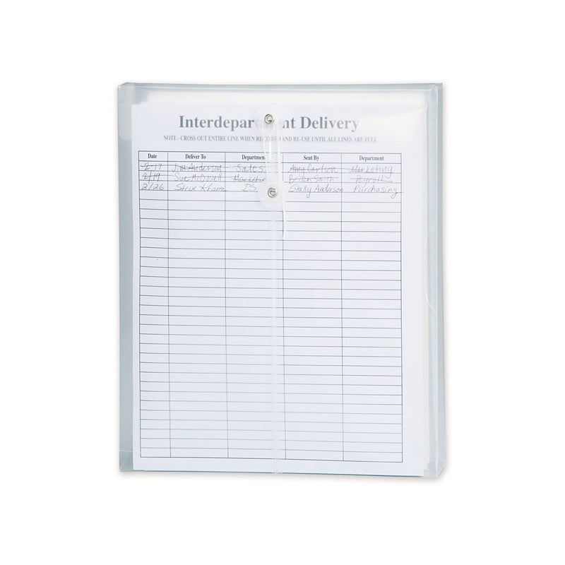 Smead Poly String and Button Interoffice Envelopes, Open-End (Vertical), 9.75 x 11.63, Clear, 5/Pack