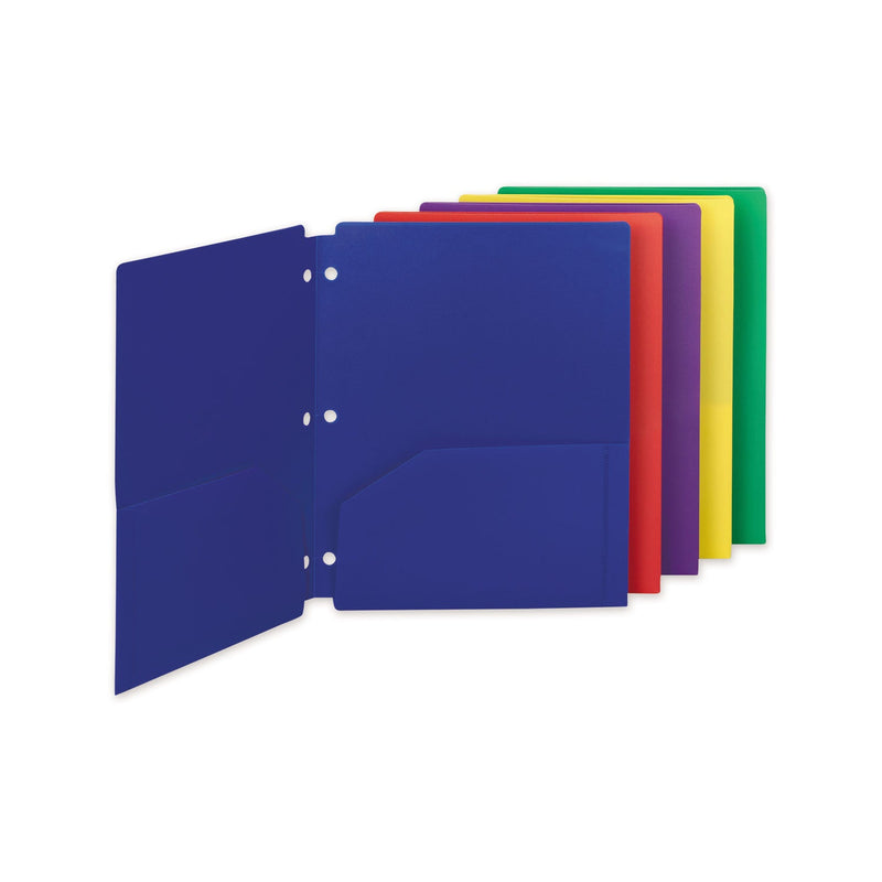 Smead Poly Snap-In Two-Pocket Folder, 50-Sheet Capacity, 11 x 8.5, Assorted, 10/Pack