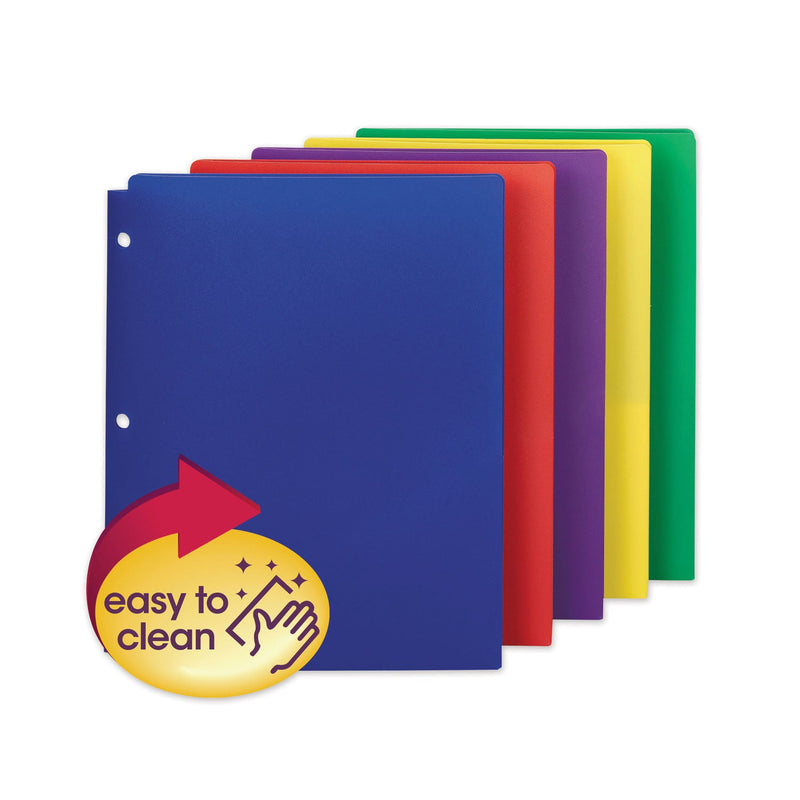 Smead Poly Snap-In Two-Pocket Folder, 50-Sheet Capacity, 11 x 8.5, Assorted, 10/Pack