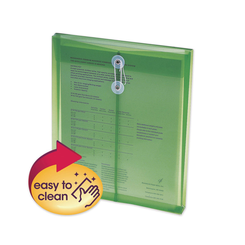 Smead Poly String and Button Interoffice Envelopes, Open-End (Vertical), 9.75 x 11.63, Transparent Green, 5/Pack
