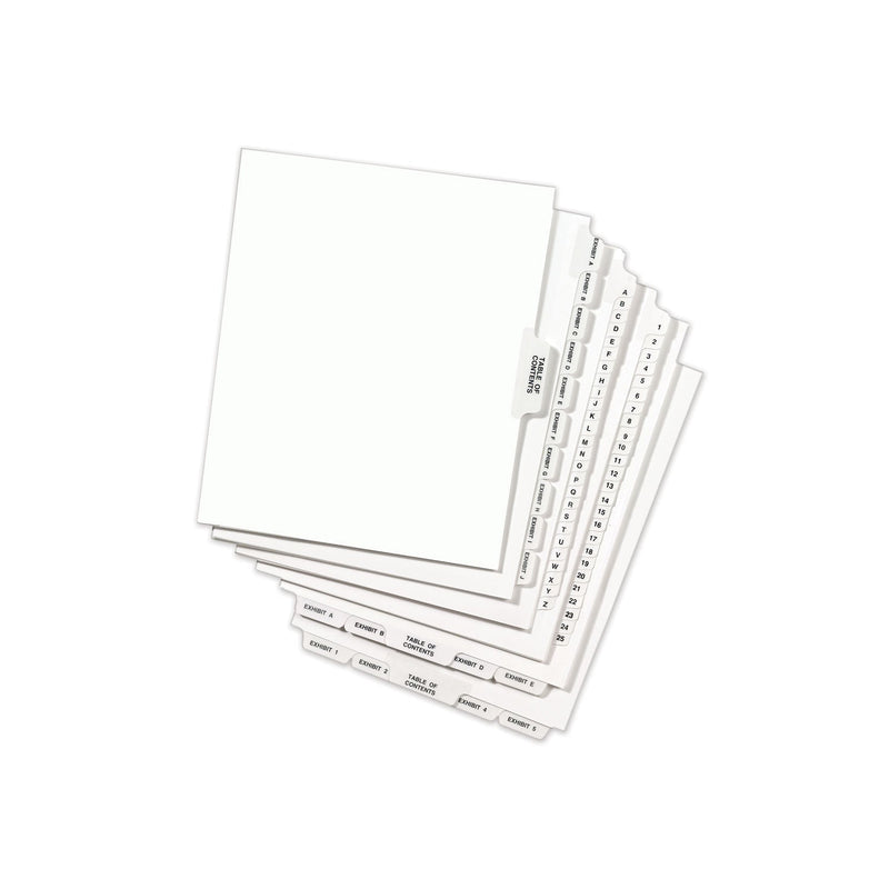 Avery-Style Preprinted Legal Side Tab Divider, 26-Tab, Exhibit F, 11 x 8.5, White, 25/Pack, (1376)