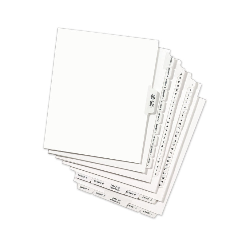 Avery-Style Preprinted Legal Bottom Tab Divider, 26-Tab, Exhibit H, 11 x 8.5, White, 25/PK