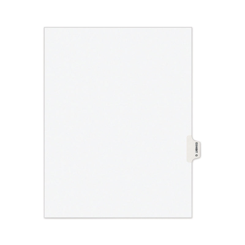 Avery-Style Preprinted Legal Side Tab Divider, 26-Tab, Exhibit Q, 11 x 8.5, White, 25/Pack, (1387)