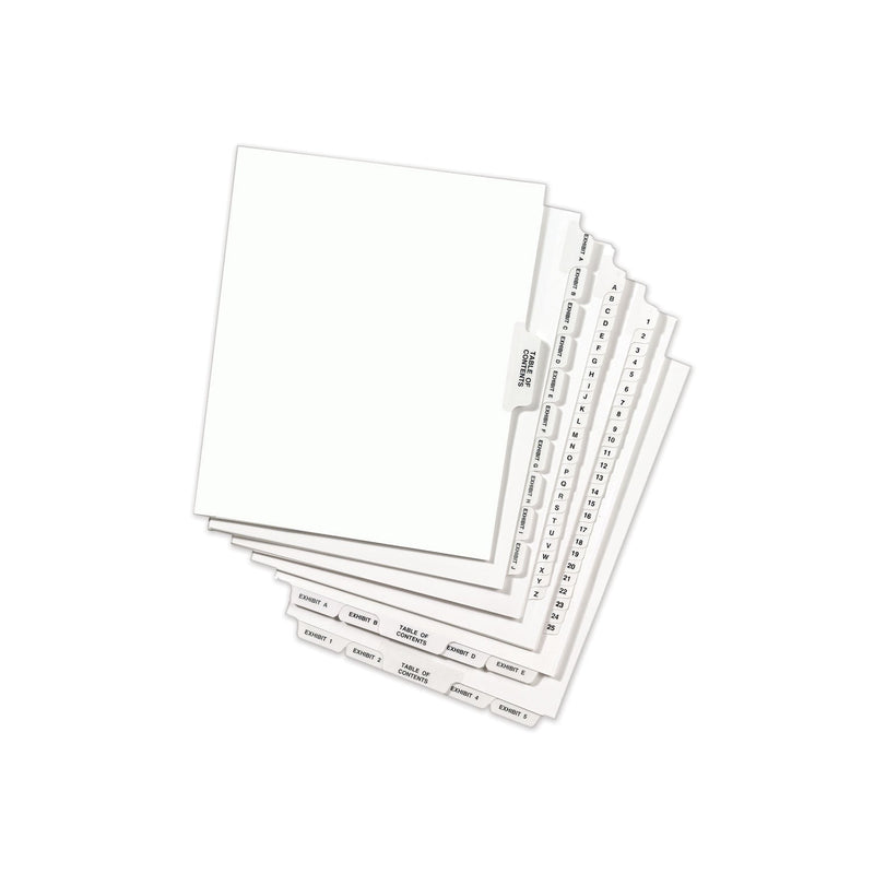 Avery-Style Preprinted Legal Bottom Tab Dividers, 26-Tab, Exhibit O, 11 x 8.5, White, 25/Pack