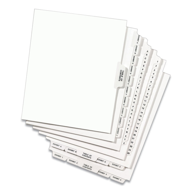 Avery-Style Preprinted Legal Side Tab Divider, 26-Tab, Exhibit H, 11 x 8.5, White, 25/Pack, (1378)