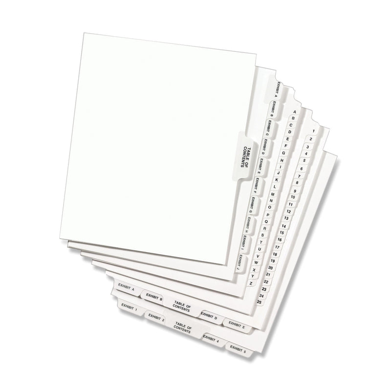 Avery-Style Preprinted Legal Bottom Tab Divider, 26-Tab, Exhibit J, 11 x 8.5, White, 25/PK