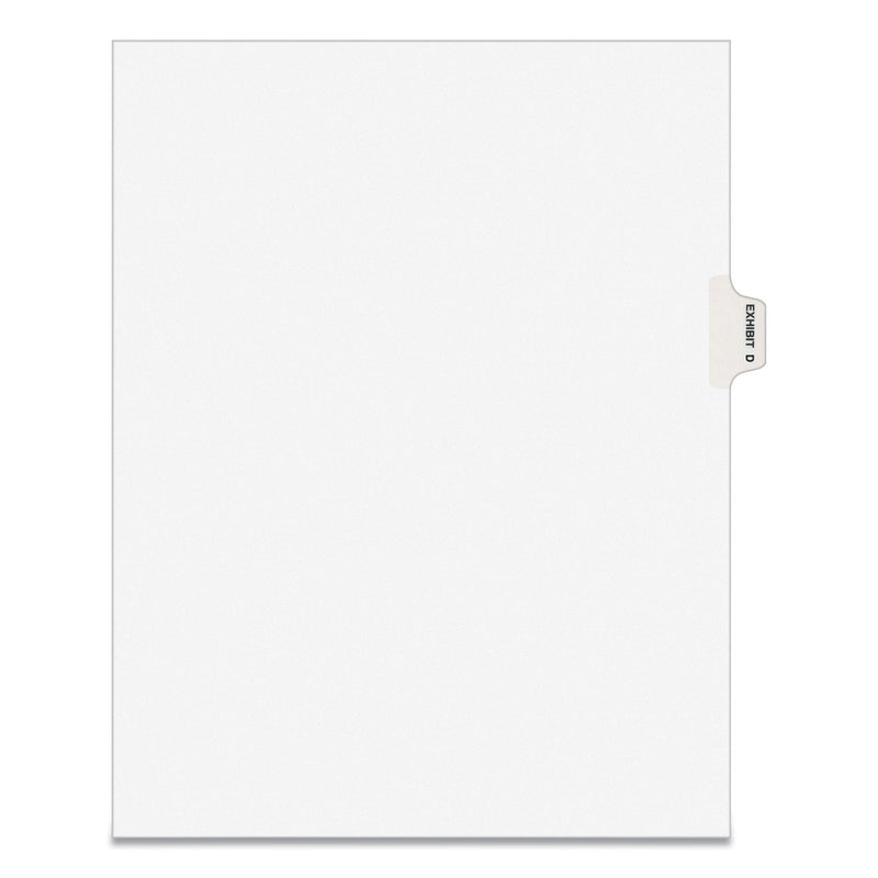Avery-Style Preprinted Legal Side Tab Divider, 26-Tab, Exhibit D, 11 x 8.5, White, 25/Pack, (1374)
