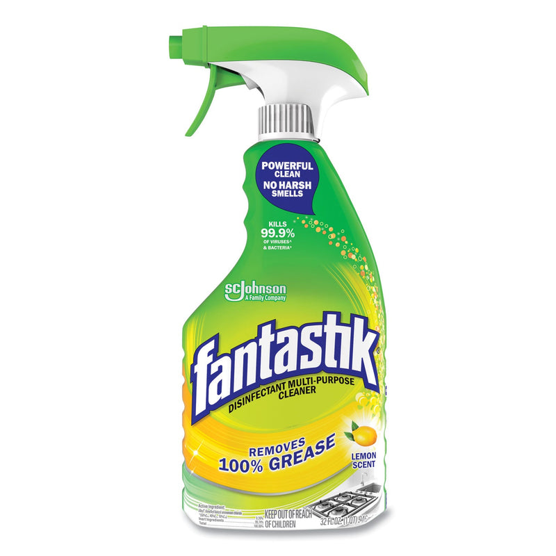 Fantastik Disinfectant Multi-Purpose Cleaner Lemon Scent, 32 oz Spray Bottle, 8/Carton