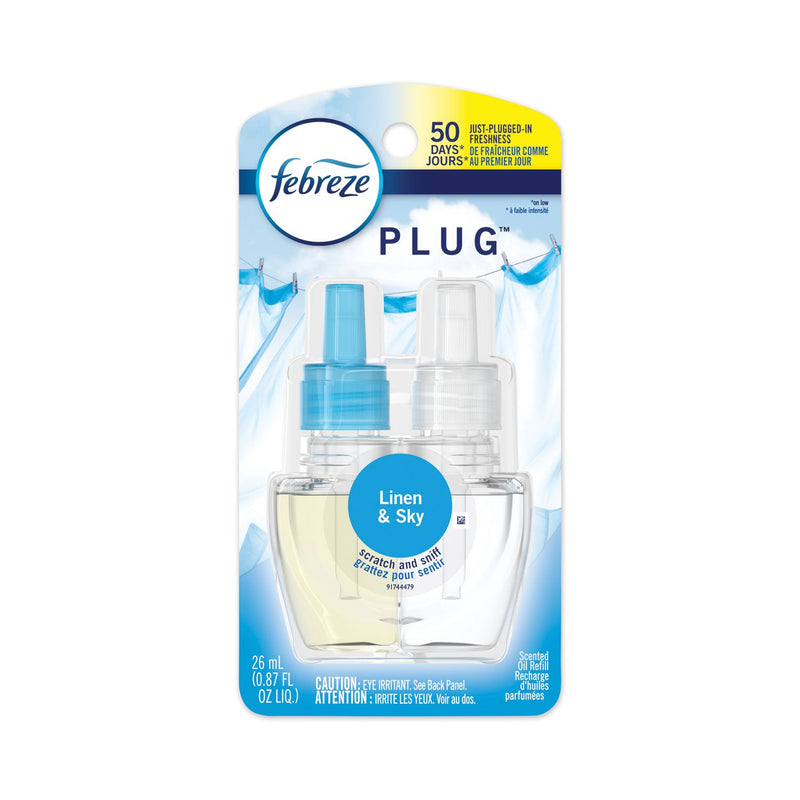 Febreze PLUG Air Freshener Refills, Linen and Sky, 0.87 oz, 6/Carton