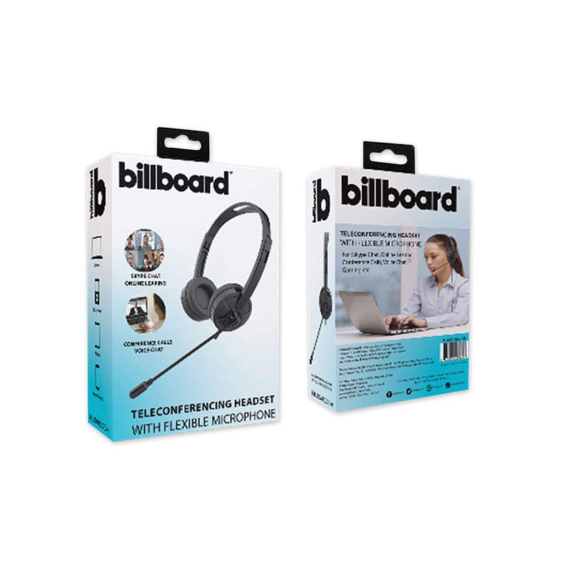 billboard Telecom Headset, Binaural, Over the Head/Behind the Head, Black
