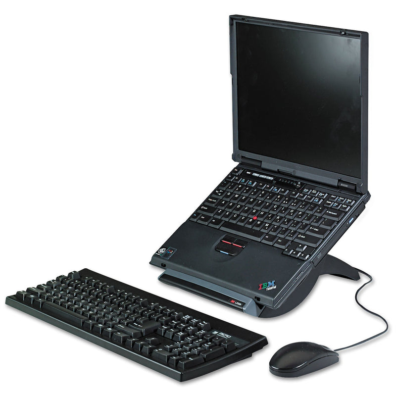 3M Vertical Notebook Computer Riser with Cable Management, 9" x 12" x 6.5" to 9.5", Black/Charcoal Gray, Supports 20 lbs