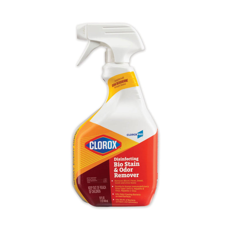 Clorox Disinfecting Bio Stain and Odor Remover, Fragranced, 32 oz Spray Bottle, 9/Carton