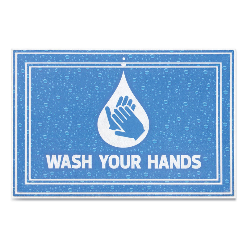 Apache Mills Message Floor Mats, 24 x 36, Blue, "Wash Your Hands"
