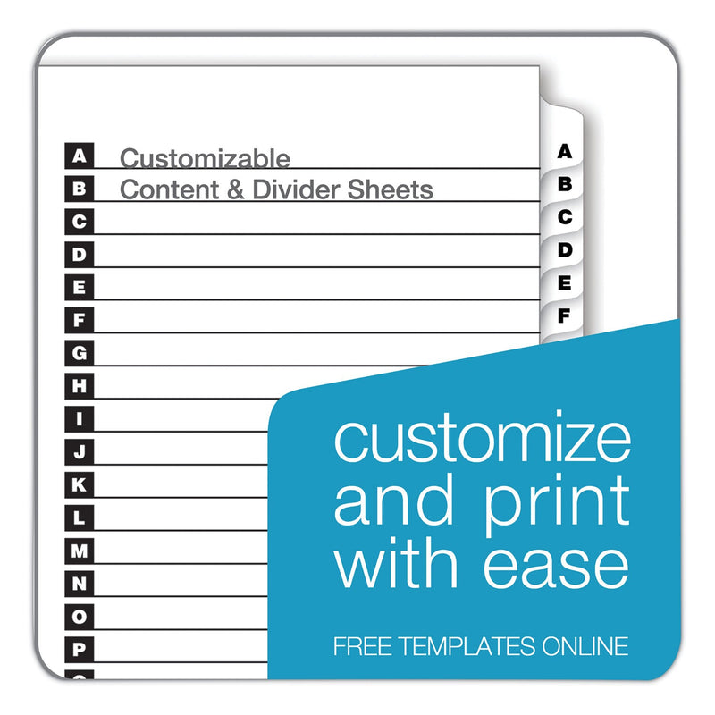Cardinal OneStep Printable Table of Contents and Dividers, 26-Tab, A to Z, 11 x 8.5, White, White Tabs, 1 Set