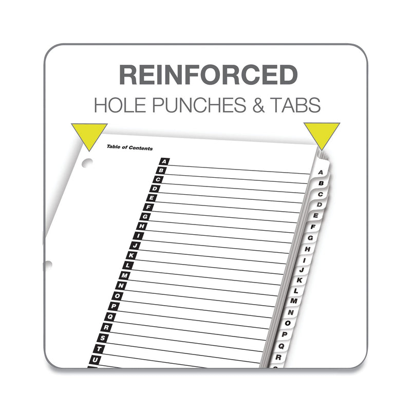 Cardinal OneStep Printable Table of Contents and Dividers, 26-Tab, A to Z, 11 x 8.5, White, White Tabs, 1 Set