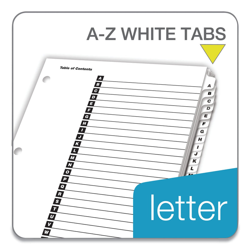 Cardinal OneStep Printable Table of Contents and Dividers, 26-Tab, A to Z, 11 x 8.5, White, White Tabs, 1 Set
