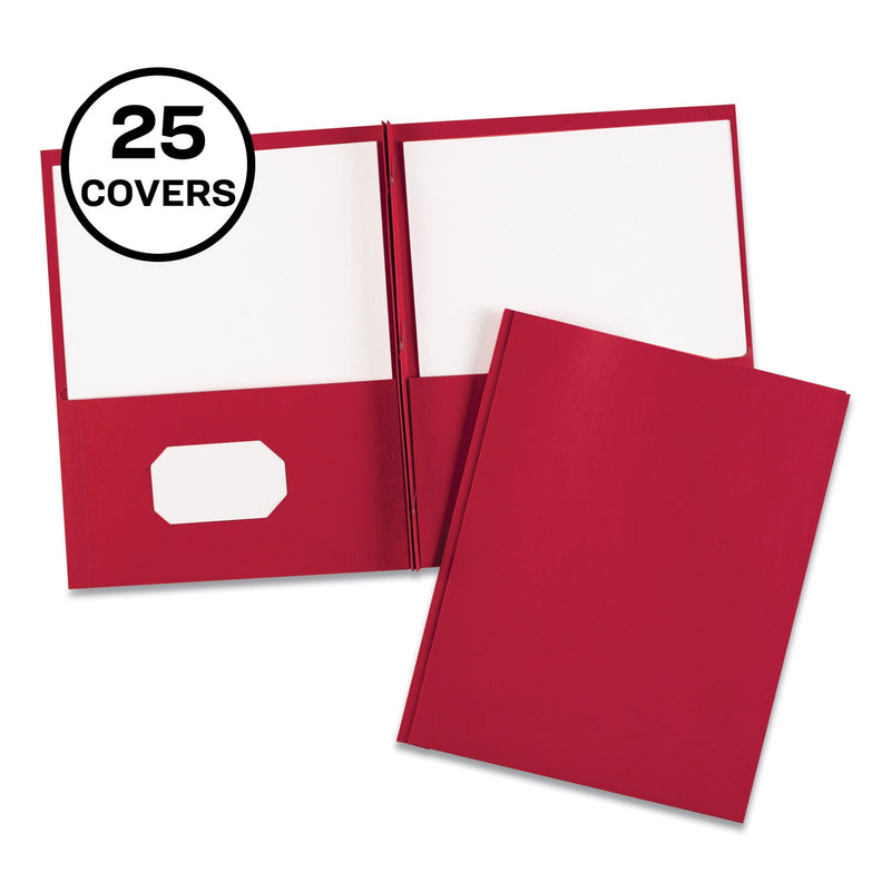 Avery Two-Pocket Folder, Prong Fastener, 0.5" Capacity, 11 x 8.5, Red, 25/Box