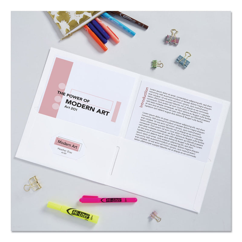 Avery Two-Pocket Folder, 40-Sheet Capacity, 11 x 8.5, White, 25/Box