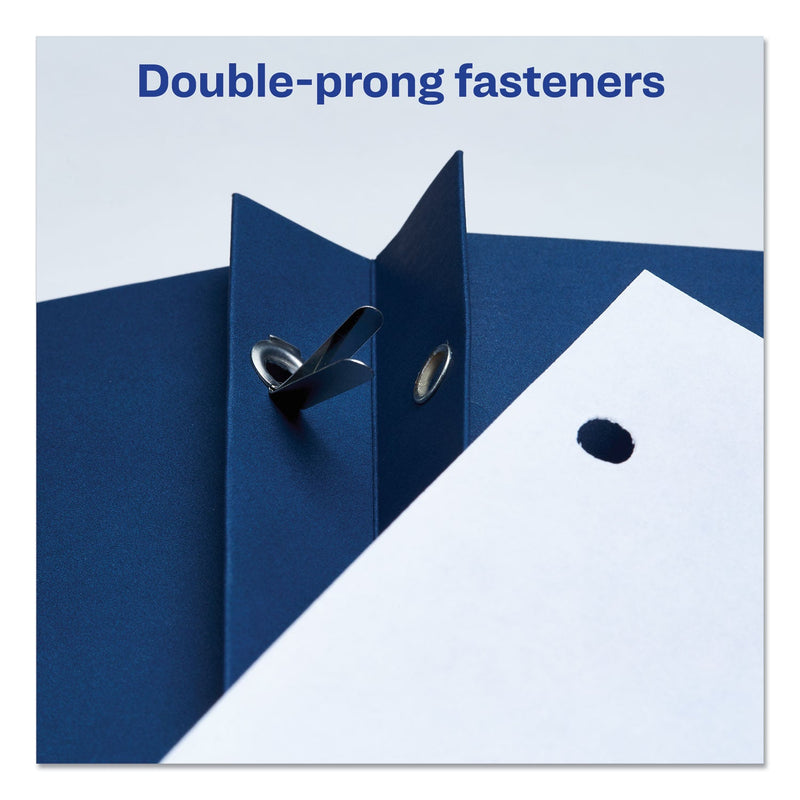 Avery Two-Pocket Folder, Prong Fastener, 0.5" Capacity, 11 x 8.5, Dark Blue, 25/Box