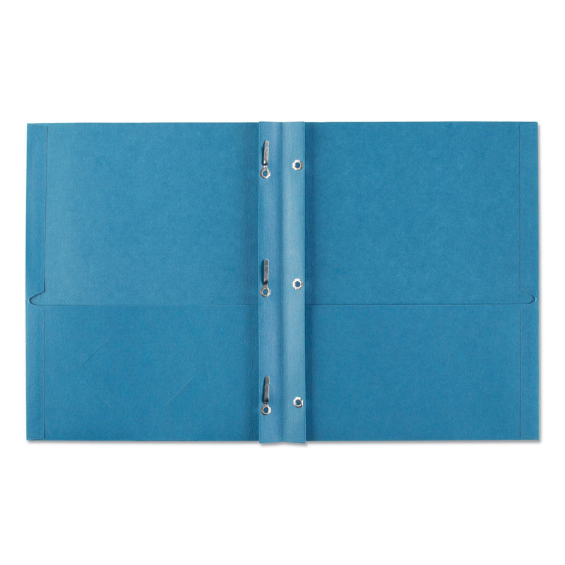 Avery Two-Pocket Folder, Prong Fastener, 0.5" Capacity, 11 x 8.5, Light Blue, 25/Box