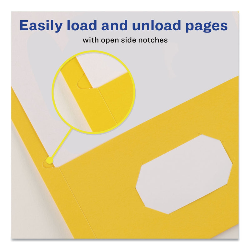 Avery Two-Pocket Folder, 40-Sheet Capacity, 11 x 8.5, Yellow, 25/Box
