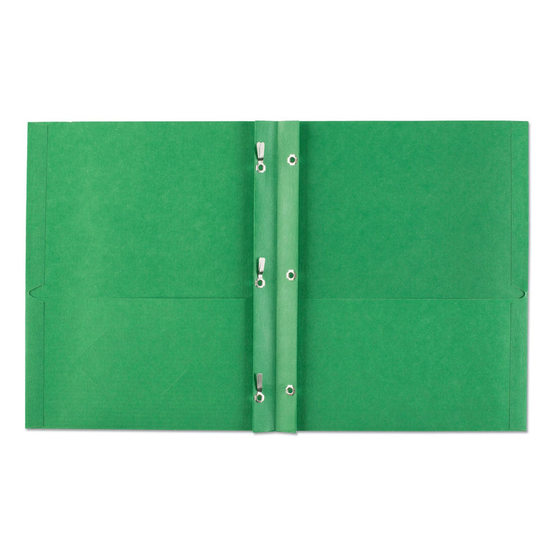 Avery Two-Pocket Folder, Prong Fastener, 0.5" Capacity, 11 x 8.5, Green, 25/Box