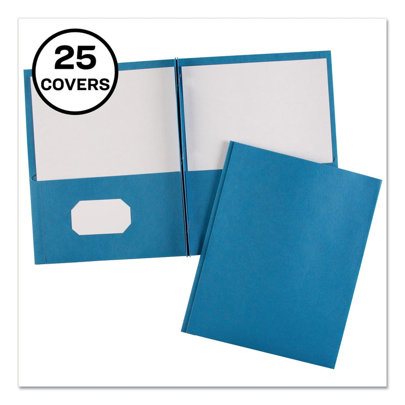 Avery Two-Pocket Folder, Prong Fastener, 0.5" Capacity, 11 x 8.5, Light Blue, 25/Box