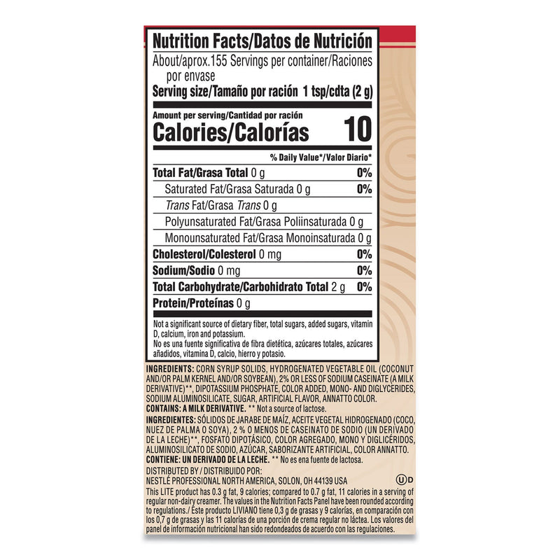 Coffee mate Powdered Original Lite Creamer, 11 oz. Canister, 12/Carton