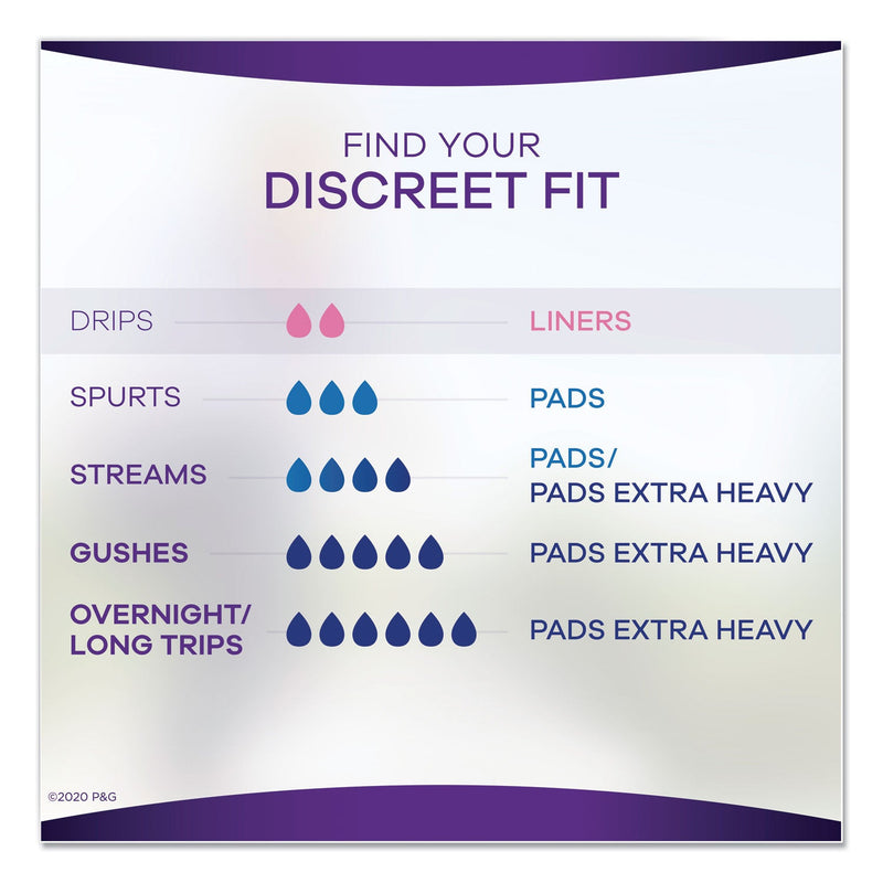 Always Discreet Incontinence Liners, Very Light Absorbency, Long, 44/Pack, 3 Packs/Carton