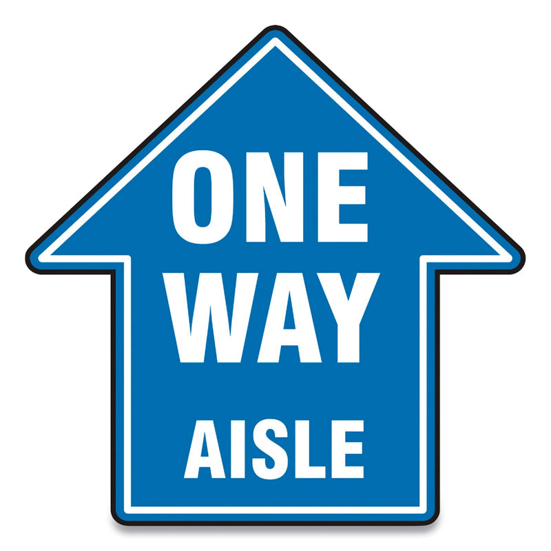 Accuform Slip-Gard Social Distance Floor Signs, 12 x 12, "One Way Aisle", Blue, 25/Pack