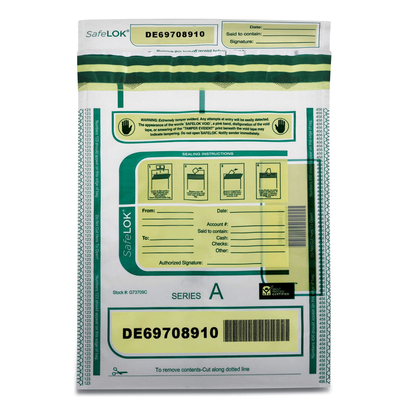 SafeLOK Deposit Bag, Plastic, 9 x 12, Clear, 100/Pack