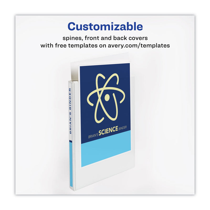 Avery Heavy-Duty Non Stick View Binder with DuraHinge and Slant Rings, 3 Rings, 3" Capacity, 11 x 8.5, White, 2/Pack