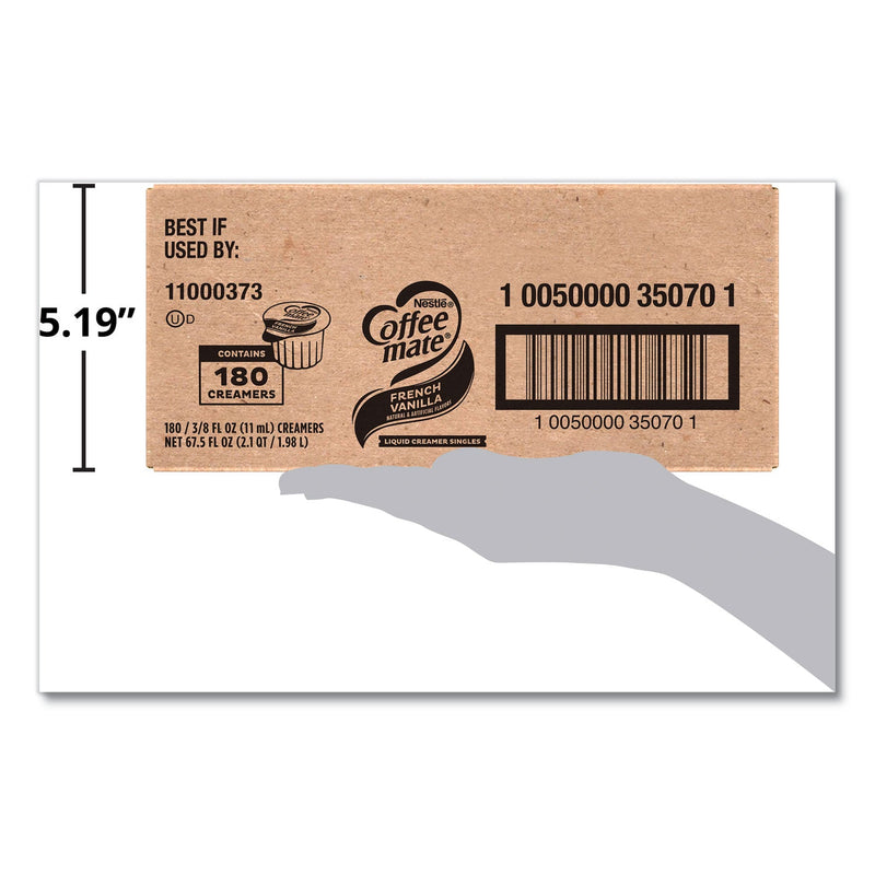 Coffee mate Liquid Coffee Creamer, French Vanilla, 0.38 oz Mini Cups, 180/Carton