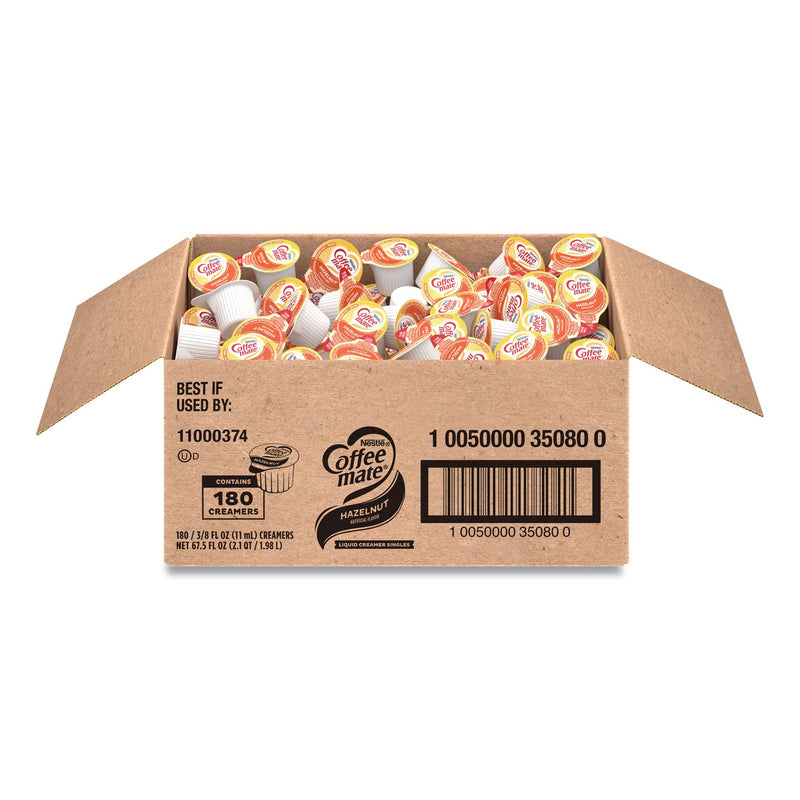 Coffee mate Liquid Coffee Creamer, Hazelnut, 0.38 oz Mini Cups, 180/Carton
