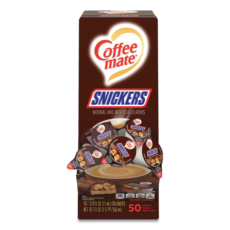 Coffee mate Liquid Coffee Creamer, Snickers, 0.38 oz Mini Cups, 200 Cups/Carton