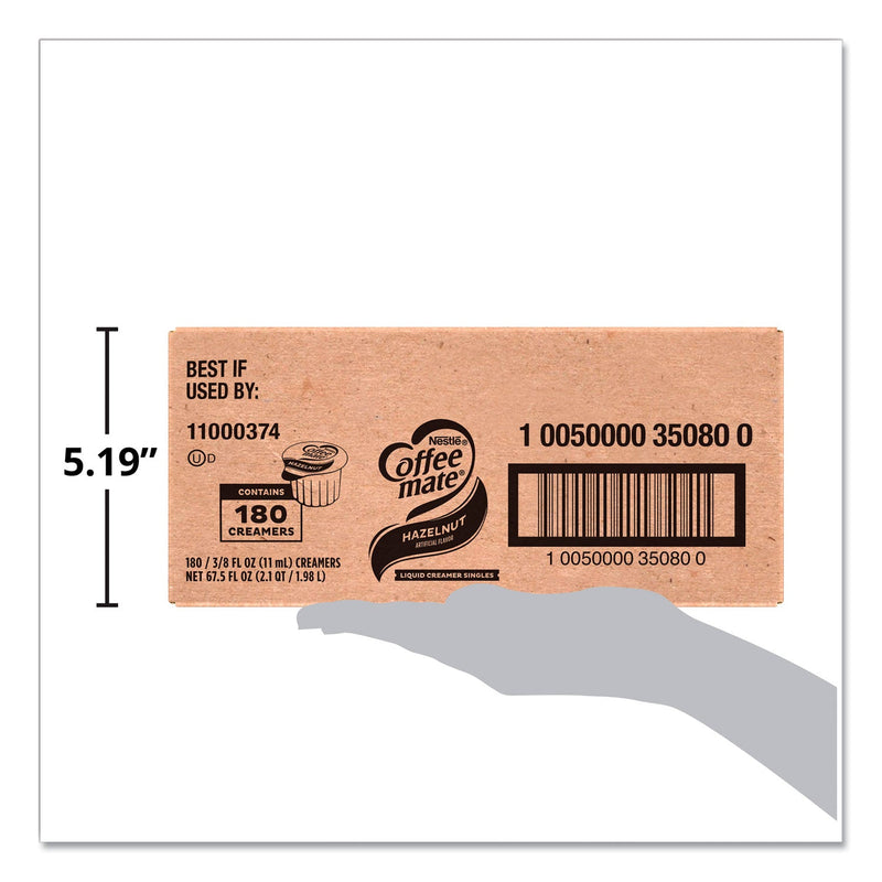 Coffee mate Liquid Coffee Creamer, Hazelnut, 0.38 oz Mini Cups, 180/Carton