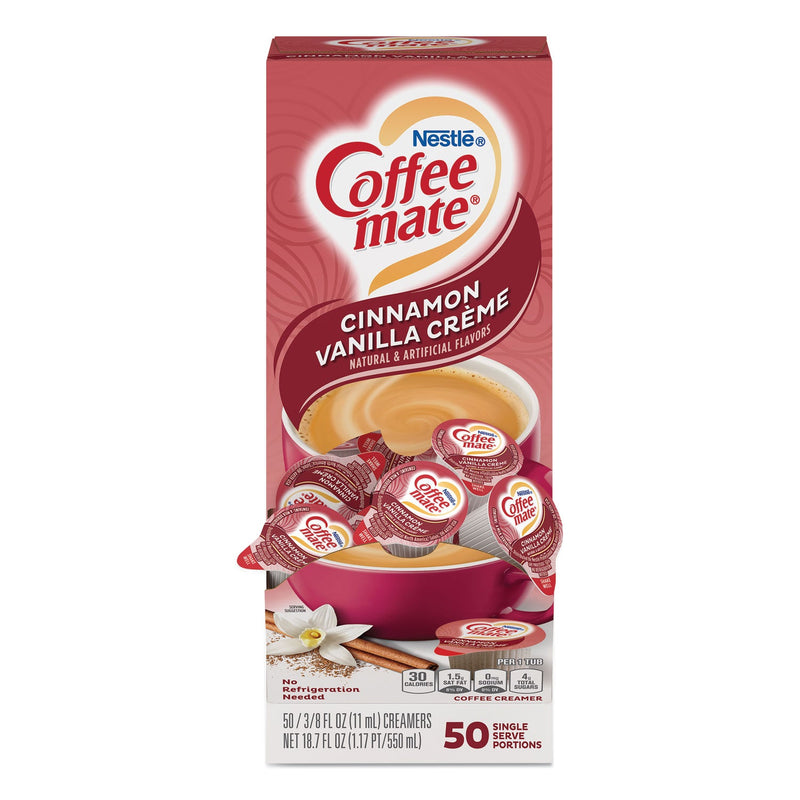 Coffee mate Liquid Coffee Creamer, Cinnamon Vanilla, 0.38 oz Mini Cups, 50/Box