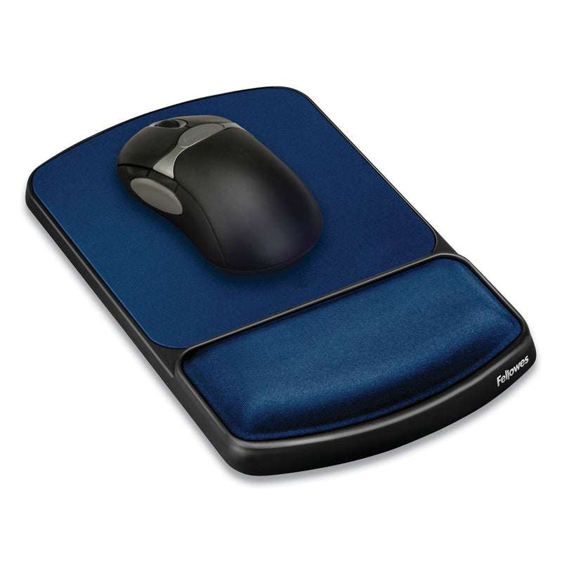 Fellowes Gel Mouse Pad with Wrist Rest, 6.25 x 10.12, Black/Sapphire