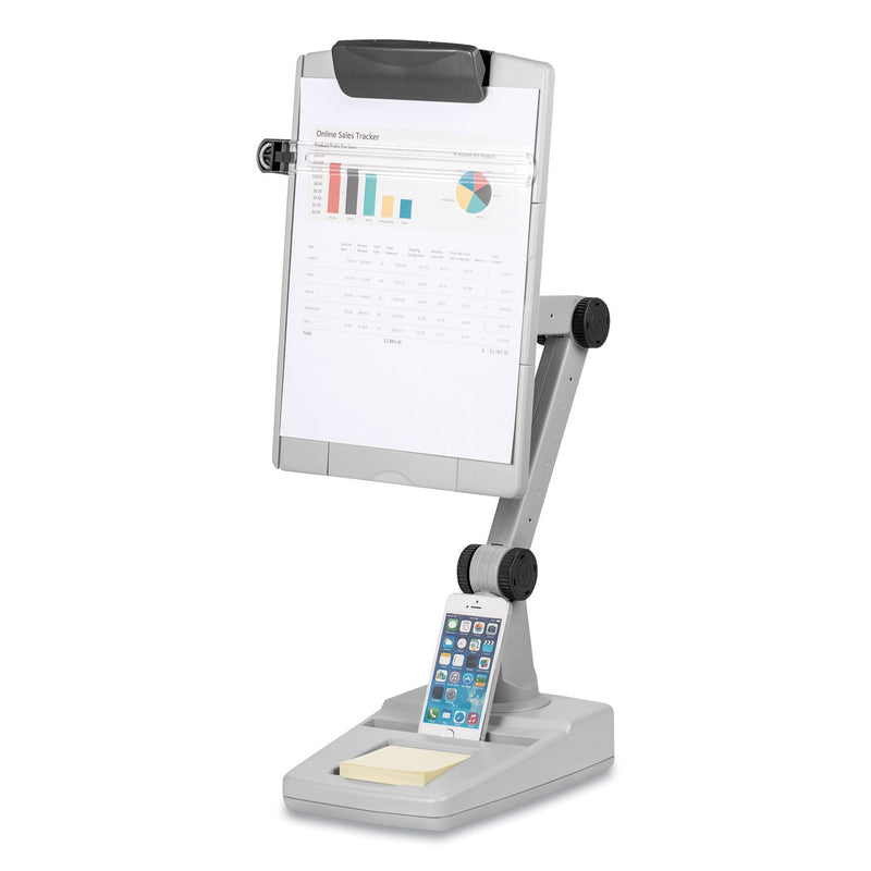 Fellowes Flex Arm Weighted Base Copyholder,150 Sheet Capacity, Plastic, Platinum/Graphite