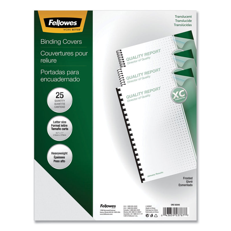 Fellowes Futura Presentation Covers for Binding Systems, Frost, 11 x 8.5, Unpunched, 25/Pack