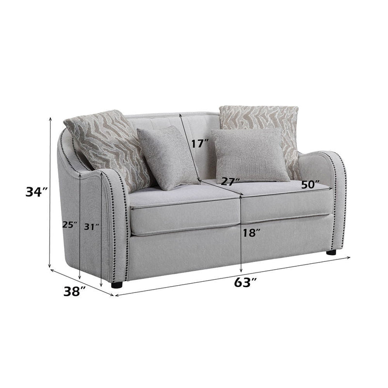 Mahler - Loveseat With 4 Pillows - Beige Linen