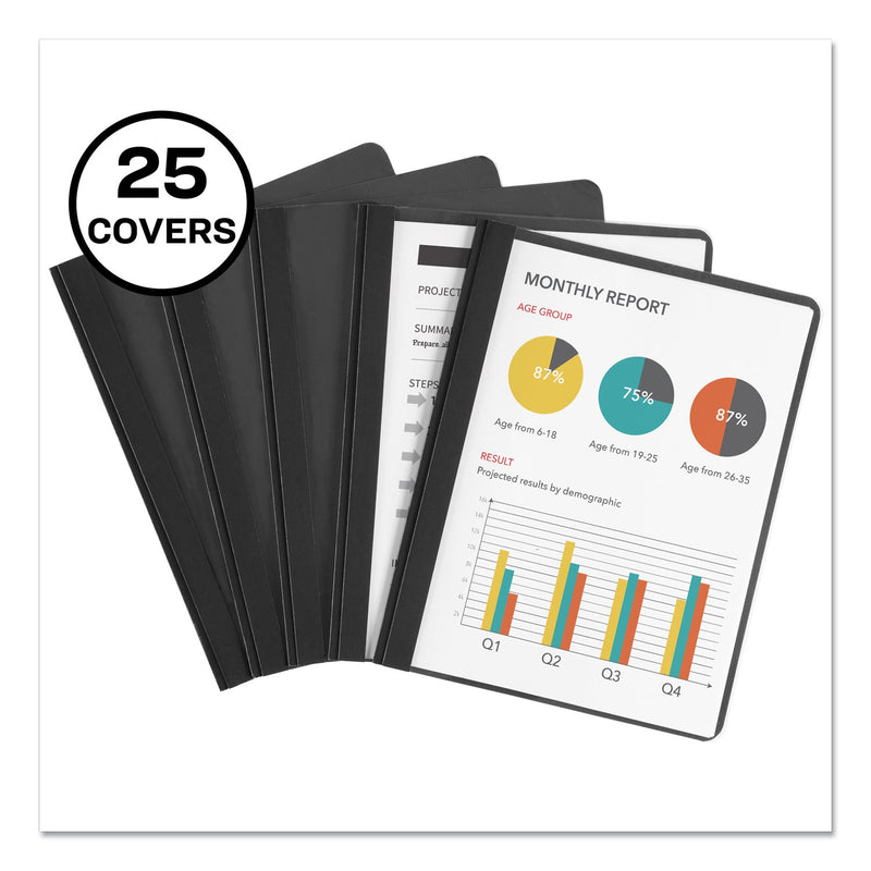 Avery Durable Clear Front Report Cover, Prong Fastener, 0.13" Capacity, 8.5 x 11, Clear/Black, 25/Box