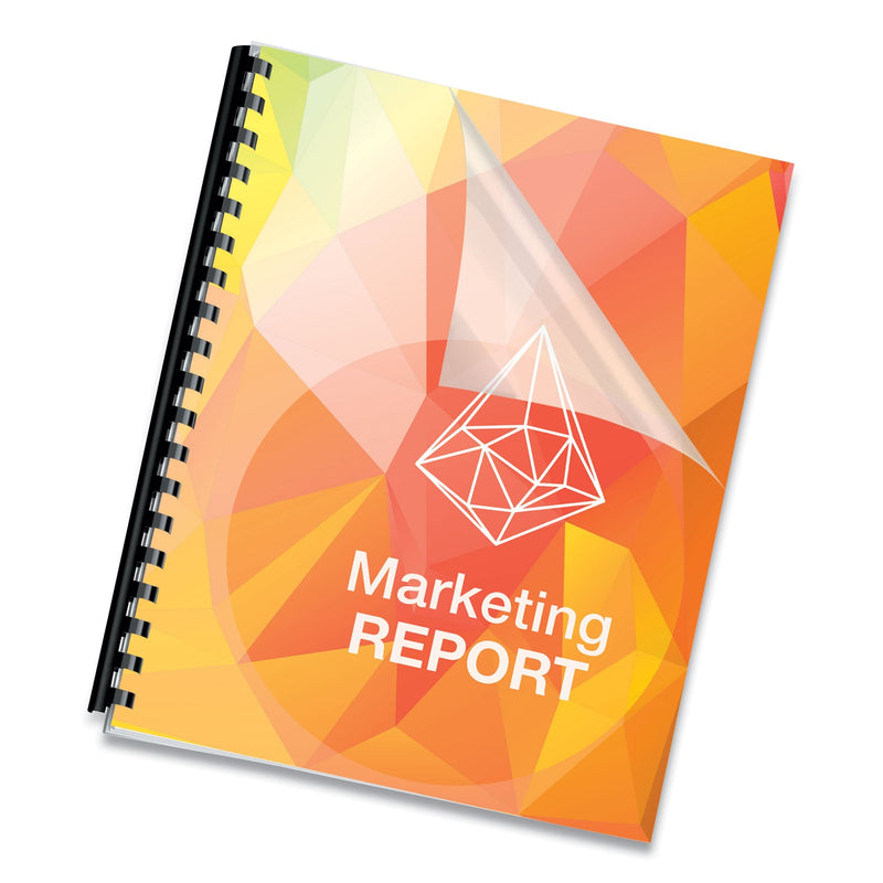 Fellowes Crystals Transparent Presentation Covers for Binding Systems, Clear, with Square Corners, 11 x 8.5, 3-Hole Punched, 100/Pack