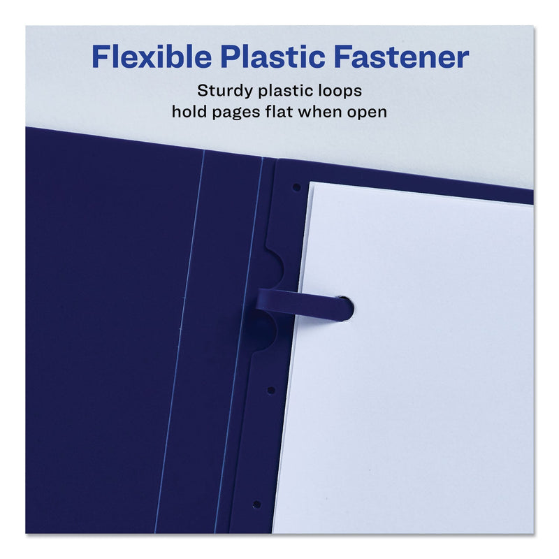 Avery Lay Flat View Report Cover, Flexible Fastener, 0.5" Capacity, 8.5 x 11, Clear/Blue