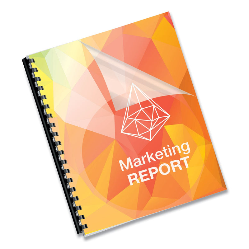 Fellowes Crystals Transparent Presentation Covers for Binding Systems, Clear, with Square Corners, 11 x 8.5, 3-Hole Punched, 100/Pack