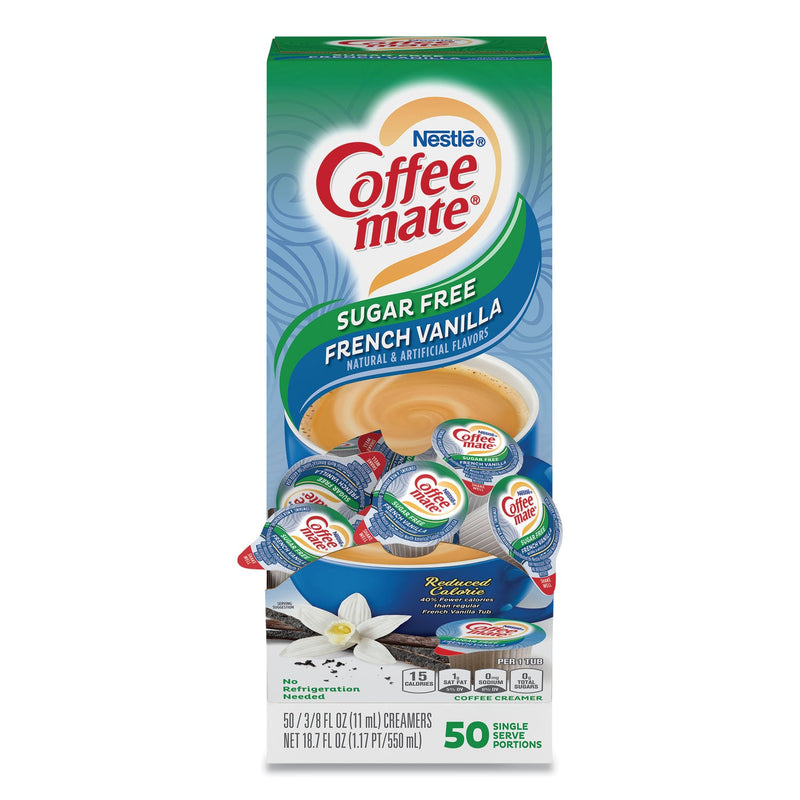 Coffee mate Liquid Coffee Creamer, Sugar Free French Vanilla, 0.38 oz Mini Cups, 50/Box