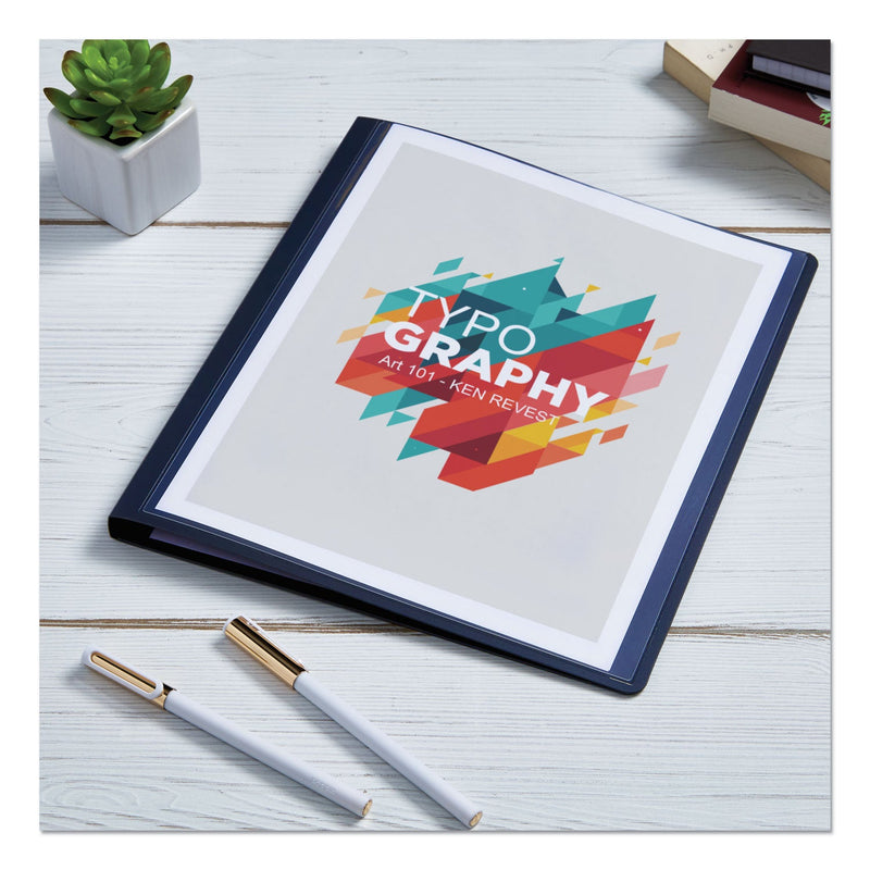 Avery Lay Flat View Report Cover, Flexible Fastener, 0.5" Capacity, 8.5 x 11, Clear/Blue