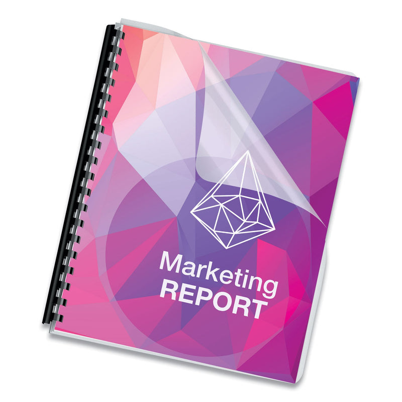 Fellowes Crystals Transparent Presentation Covers for Binding Systems, Clear, with Round Corners, 11.25 x 8.75, Punched, 100/Pack